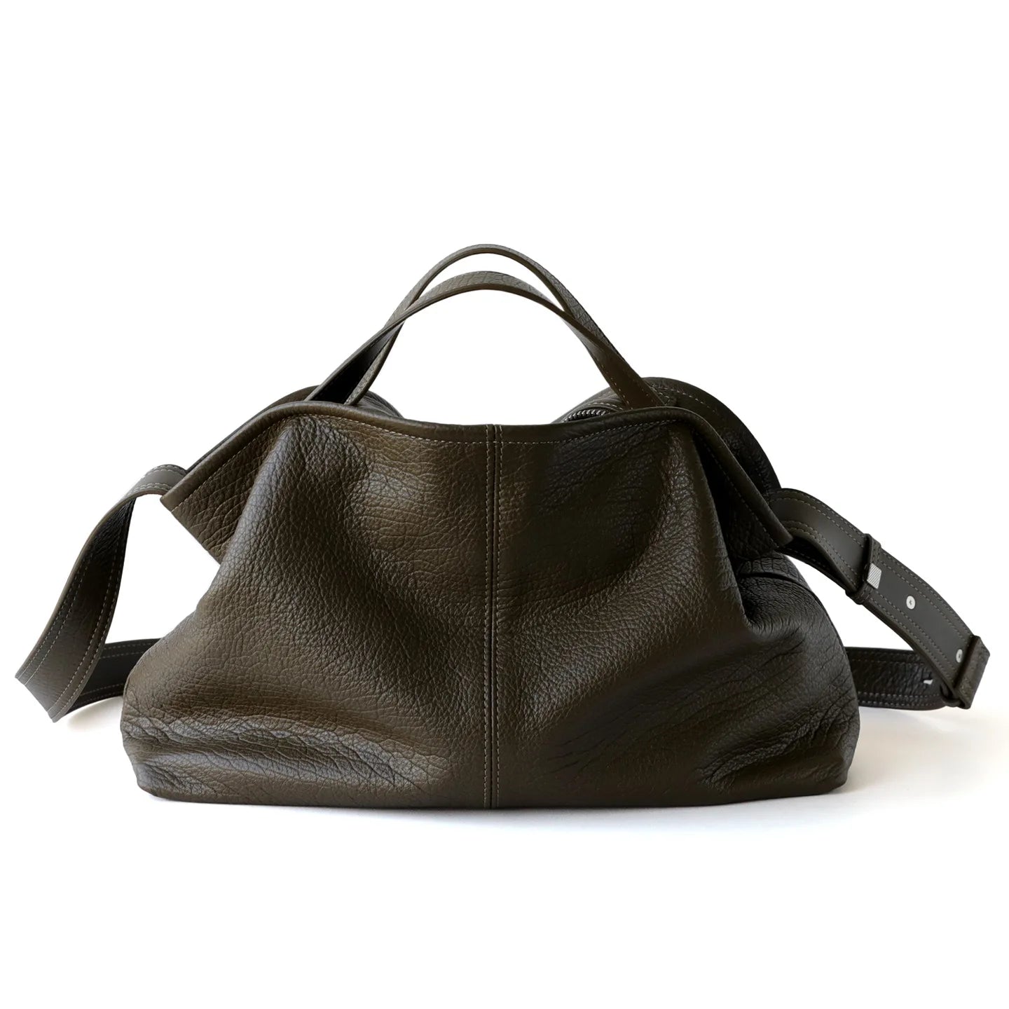 Black leather handbag with a strap on a white background, Luxury Women's Handbags New Design.